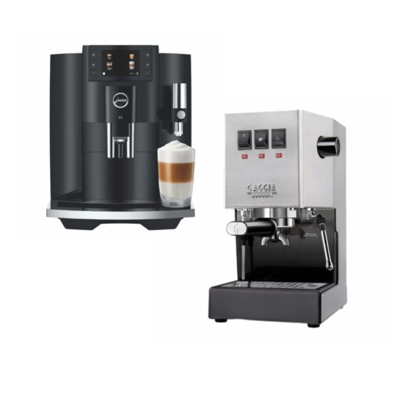 Jura E8 and Gaggia Classic Pro Manual Coffee Machines