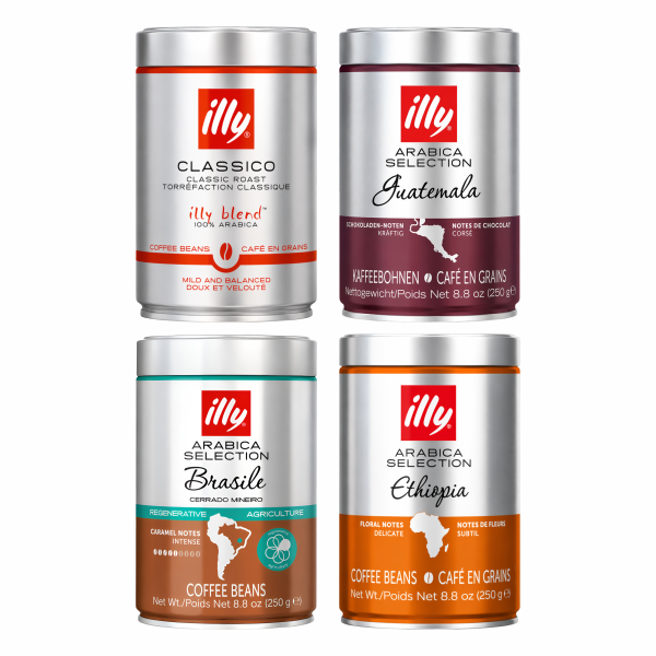 illy Espresso Discovery Combo – 4 x 250g Tin Bundle