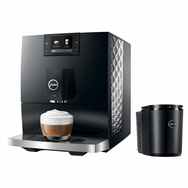 JURA C9 Piano Black Automatic Coffee Machine + Jura 1L Cool Control