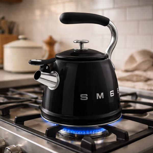 Smeg 2.3L Whistling Kettle Black | Stove Top Kettle South Africa - Image 2